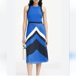 Banana Republic Pleated Chevron Midi Dress Size 6